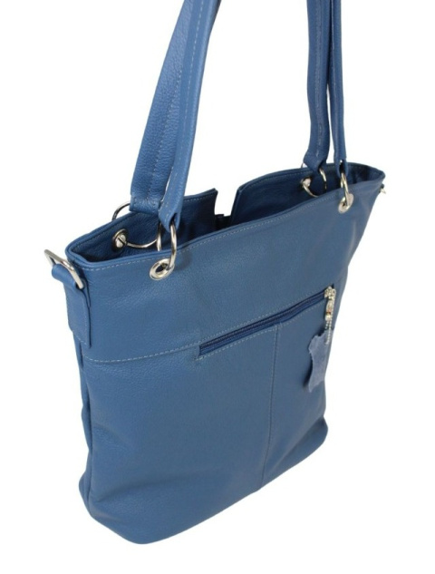 Torebka Skórzana MAGRE (PL) ELA BIS Skóra Naturalna Niebieska 31 x 36 x 11,5 [cm]