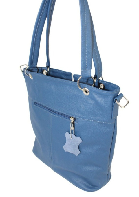 Torebka Skórzana MAGRE (PL) ELA BIS Skóra Naturalna Niebieska 31 x 36 x 11,5 [cm]