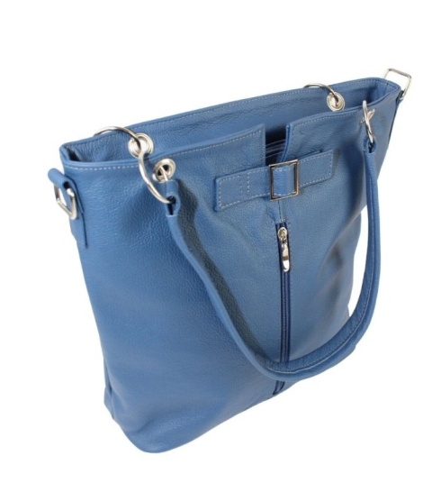 Torebka Skórzana MAGRE (PL) ELA BIS Skóra Naturalna Niebieska 31 x 36 x 11,5 [cm]