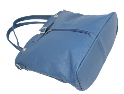 Torebka Skórzana MAGRE (PL) ELA BIS Skóra Naturalna Niebieska 31 x 36 x 11,5 [cm]