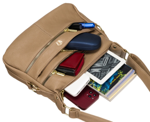 Torebka Z Ekologicznej Skóry Włoskiej Rovicky (PL) R-KP-12-A19-1849 BEŻOWA  31 x 21 x 12 [cm]