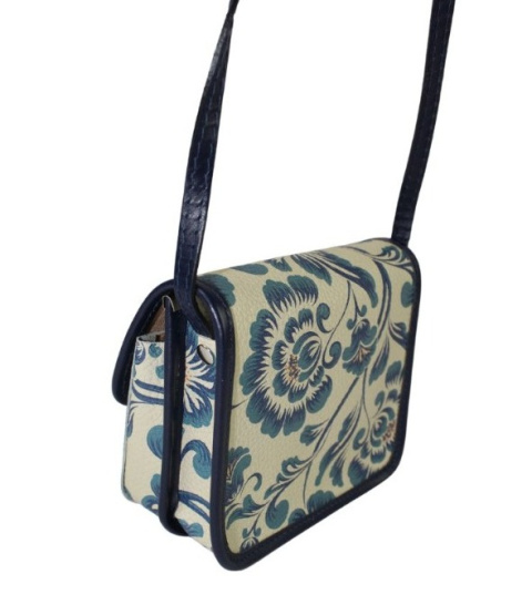 Torebka Ze Skóry Naturalnej GREGORIO (PL) 112 FL-4 KWIATOWA Z Klapką 16,5 x 15 x 6,5 [cm]