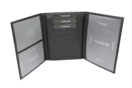 Etui Na Karty Dokumenty Cavaldi Duże Pionowe Trzy Części Skóra Naturalna PAL50 CZARNY 13 x 10 x 1,5 [cm]