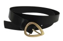 Pasek Damski Skórzany Arucce (PL) Skóra Licowa EXTRA 30 mm CZARNY Klamra Złota Kropla