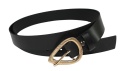 Pasek Damski Skórzany Arucce (PL) Skóra Licowa EXTRA 30 mm CZARNY Klamra Złota Kropla