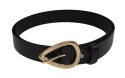 Pasek Damski Skórzany Arucce (PL) Skóra Licowa EXTRA 30 mm CZARNY Klamra Złota Kropla