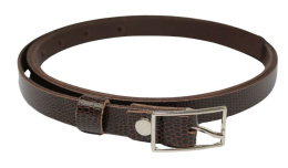 Pasek Damski Skórzany COMPLEX (PL) 15 mm CZEKOLADOWY Skóra Węża Wąski