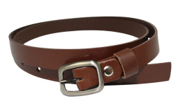 Pasek Damski Skórzany Gładki COMPLEX (PL) 20 mm CIEMNY CZEKOLADOWY Wąski