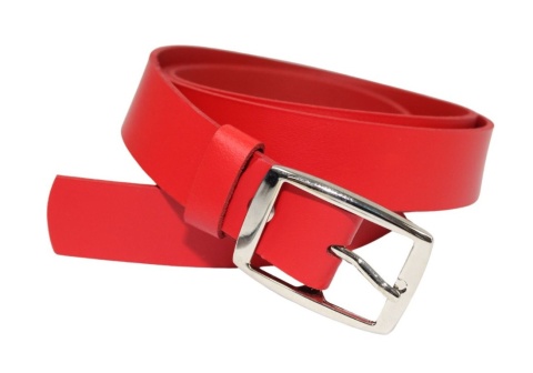 Pasek Damski Skórzany Gładki COMPLEX (PL) 30 mm CZERWONY Szerokość Standardowa