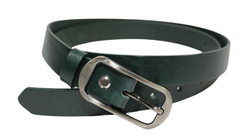 Pasek Damski Skórzany PAS-MAX (PL) Skóra Licowa EXTRA Gładki 25 mm CIEMNY ZIELONY K111