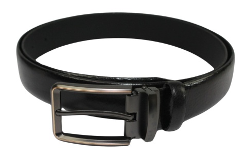 Pasek Męski PAS-MAX (PL) Skórzany ZAOKRĄGLONY Z Połyskiem Gładki Klamra Nowoczesna Skóra Licowa 30 mm CZARNY