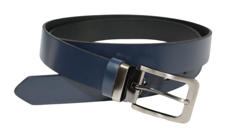 Pasek Męski Skórzany Arucce (PL) Skóra Naturalna DW EXTRA Klamra Nowoczesna 35 mm GRANATOWY