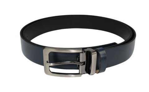 Pasek Męski Skórzany Arucce (PL) Skóra Naturalna DW EXTRA Klamra Nowoczesna 35 mm GRANATOWY