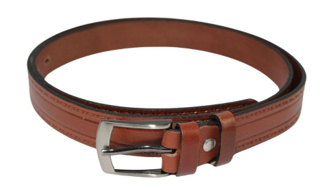 Pasek Męski Skórzany CEZ-MAR (PL) "TŁOCZENIE KORALIKI" Skóra Licowa EXTRA 30 mm BRĄZOWY