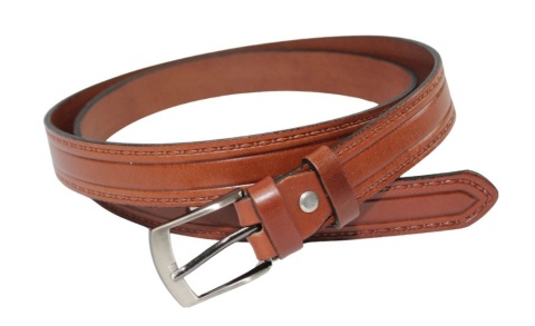 Pasek Męski Skórzany CEZ-MAR (PL) "TŁOCZENIE KORALIKI" Skóra Licowa EXTRA 30 mm BRĄZOWY