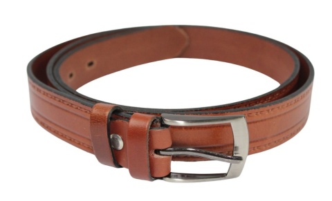 Pasek Męski Skórzany CEZ-MAR (PL) "TŁOCZENIE KORALIKI" Skóra Licowa EXTRA 30 mm BRĄZOWY