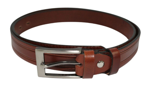 Pasek Męski Skórzany CEZ-MAR (PL) "WZÓR GRECKI" Skóra Licowa EXTRA 30 mm BRĄZOWY