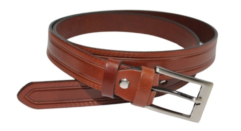 Pasek Męski Skórzany CEZ-MAR (PL) "WZÓR GRECKI" Skóra Licowa EXTRA 30 mm BRĄZOWY