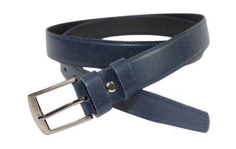 Pasek Męski Skórzany COMPLEX (PL) "IMITACJA SZYCIA CIENKĄ NITKĄ" Skóra Naturalna 30 mm GRANATOWY