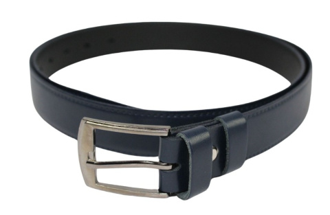 Pasek Męski Skórzany COMPLEX (PL) "IMITACJA SZYCIA CIENKĄ NITKĄ" Skóra Naturalna 30 mm GRANATOWY