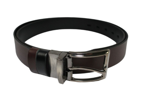 Pasek Męski Skórzany Dwa w Jednym COMPLEX (PL) GŁADKI ''DWUSTRONNY'' Skóra Licowa EXTRA 35 mm CZARNO-CZEKOLADOWY