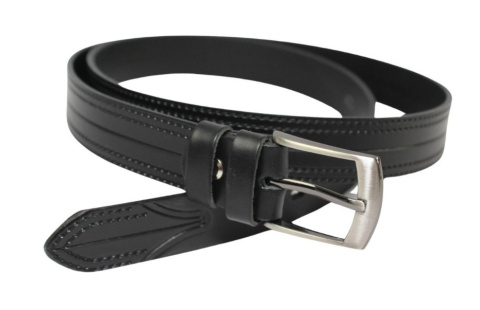 Pasek Skórzany CezMar (PL) TŁOCZONY 30 mm Skóra Naturalna CZARNY