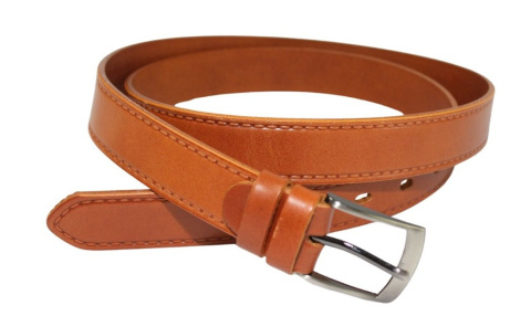 Pasek Skórzany Męski CezMar (PL) 30 mm "IMITACJA SZYCIA" KONIAKOWY Skóra Licowa