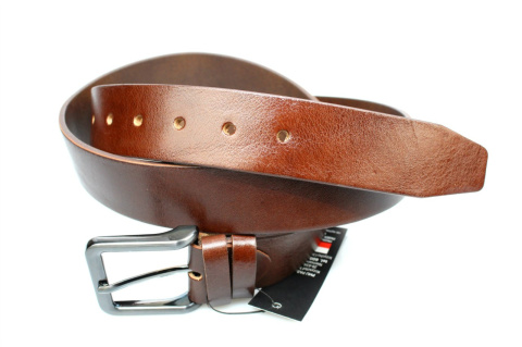 Pasek Skórzany Męski PAS-MAX (PL) JASNY BRĄZ Gładki 40 mm Skóra Licowa k40 NADWYMIAR XXL