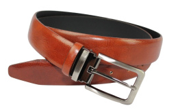 Pasek Skórzany PAS-MAX (PL) Skóra Licowa EXTRA 35 mm KASZTANOWY KRAST Gładki Klamra Nowoczesna