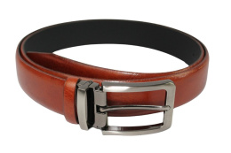 Pasek Skórzany PAS-MAX (PL) Skóra Licowa EXTRA 35 mm KASZTANOWY KRAST Gładki Klamra Nowoczesna