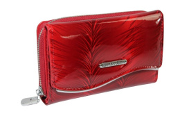 Portfel Damski Skórzany JENNIFER JONES 14cm Suwak I Klapka Skóra Naturalna Lakierowany JJ5245-11 CZERWONY 14,5 x 9 x 3,5 [cm]