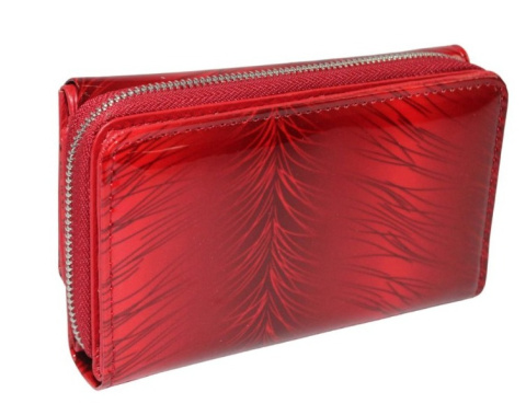 Portfel Damski Skórzany JENNIFER JONES 14cm Suwak I Klapka Skóra Naturalna Lakierowany JJ5245-11 CZERWONY 14,5 x 9 x 3,5 [cm]