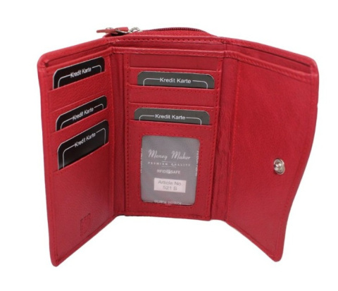 Portfel Damski Skórzany Money Maker 14cm Suwak I Klapka Skóra Naturalna 521B 14,5 x 9 x 3,5 [cm]