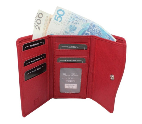 Portfel Damski Skórzany Money Maker 14cm Suwak I Klapka Skóra Naturalna 521B 14,5 x 9 x 3,5 [cm]