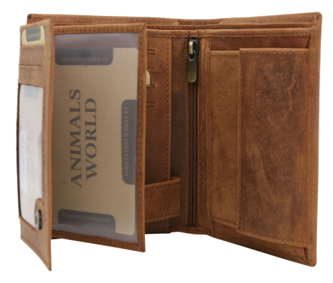 Portfel Męski Polska Galanteria (PL) Skóra Licowa Pionowy Bez Zapięcia Dwa Skrzydełka N992L RFID ,,AMSTAFF,, 13 x 10 x 2 [cm]