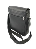 Skórzana Torba Na Ramię Pionowa GRETOS (PL) Listonoszka Z Klapką CZARNA 20 x 14 x 6 [cm]