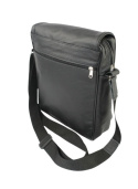 Skórzana Torba Na Ramię Pionowa GRETOS (PL) Listonoszka Z Klapką CZARNA 25 x 18 x 8 [cm]