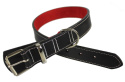 Solidna Obroża Dla Psa Czarna z Białą Nitką Skóra Naturalna 35 mm 44/54 cm WIREX (PL)