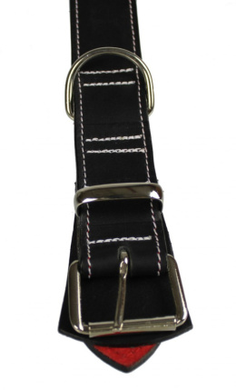 Solidna Obroża Dla Psa Czarna z Białą Nitką Skóra Naturalna 25 mm 41/51 cm WIREX (PL)