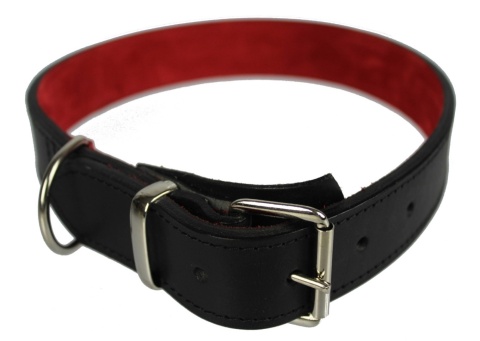 Solidna Obroża Dla Psa Czarna z Czarną Nitką Skóra Naturalna 35 mm 42/53 [cm] WIREX (PL)