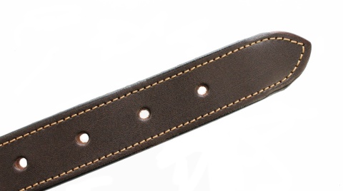 Solidna Obroża Dla Psa Czekoladowa z Beżową Nitką Skóra Naturalna 30 mm 43/53 [cm] HADA (PL)