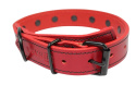 Solidna Obroża Dla Psa Czerwona z Dżetami Czarna Nitka Skóra Naturalna 30 mm 41/51 cm WIREX (PL)