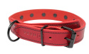 Solidna Obroża Dla Psa Czerwona z Dżetami Czarna Nitka Skóra Naturalna 30 mm 41/51 cm WIREX (PL)