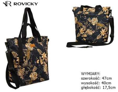 Torebka Damska Listonoszka Materiałowa Rovicky (PL) R-TZ15605/02 Na Suwak 47 x 40 x 17,5 [cm]