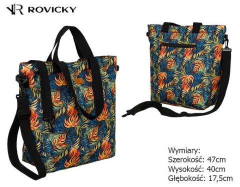 Torebka Damska Listonoszka Materiałowa Rovicky (PL) R-TZ15605/S14 Na Suwak 47 x 40 x 17,5 [cm]
