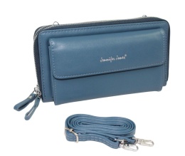 Damski Poziomy Portfel Na Pasku Jennifer Jones z Funkcją Torebki 1126-1 Portfelo-Torebka NIEBIESKI 20 x 11,5 x 6 [cm] 