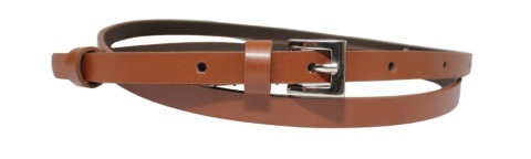 Damski Skórzany Pasek PolskaGalanteria.pl 10 mm BRĄZOWY Srebna Klamra