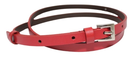 Damski Skórzany Pasek PolskaGalanteria.pl 10 mm CIEMNY CZERWONY Srebna Klamra