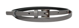 Damski Skórzany Pasek PolskaGalanteria.pl 10 mm GRAFITOWO-BEŻOWY Srebna Klamra