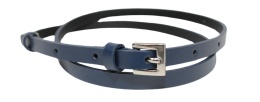 Damski Skórzany Pasek PolskaGalanteria.pl 10 mm GRANATOWY Srebna Klamra